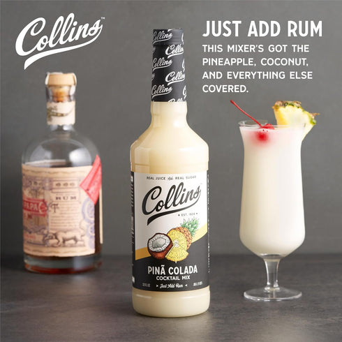 32 oz Collins Pina Colada Mix | Made With Real Pineapple Juice, Coconut and Other Natural Flavors | Tropical Cocktail