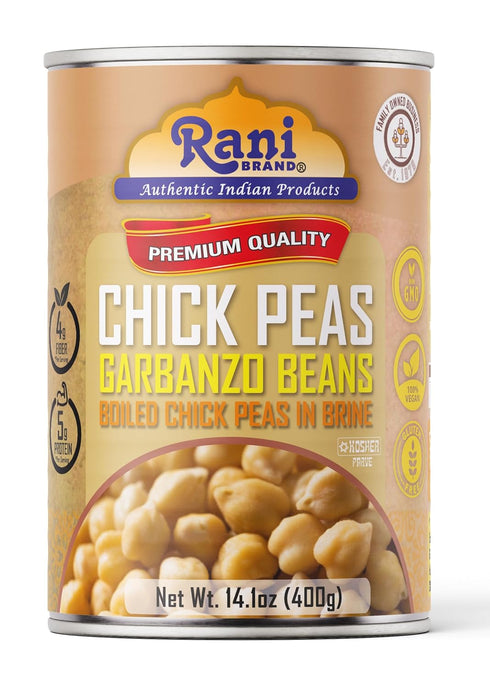 14oz (400g) Pack 2 Rani Chick Peas, Garbanzo Beans (Boiled Chick Peas in Brine) Kabuli Chana of ~ Easy Open Can | All