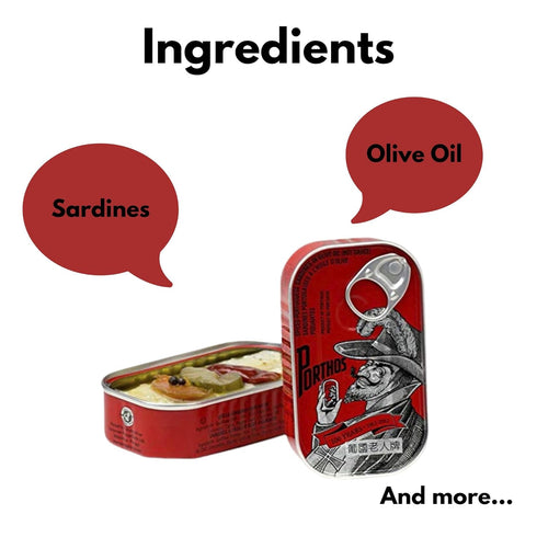 Porthos 3 125 Spiced Sardines in hot olive Oil tins x g, / Portugal