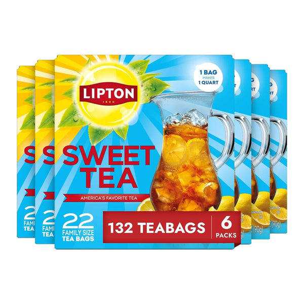 Lipton Family-Sized Black Iced Tea Bags, Southern Sweet Tea 22 ct (Pack