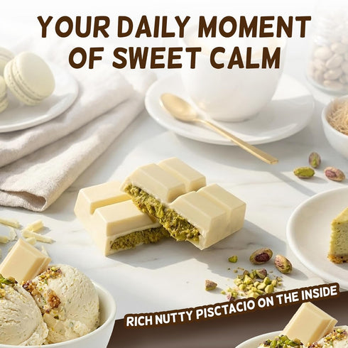 (200g 7oz) Dolce Calma Dubai Chocolate Bar White / Viral Authentic Handmade Belgian Chocolate with Turkish Pistachio