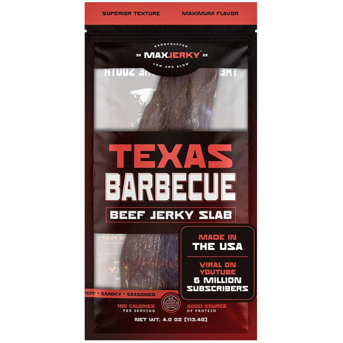 MaxJerky Texas Barbecue Beef Jerky Uncut Slab, 44 Grams of Protein, 4