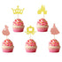 Pack of 40 Pre-Assembled Princess Cupcake Toppers - Crown Castle Girl Cupcake Toppers for Princess Theme Party