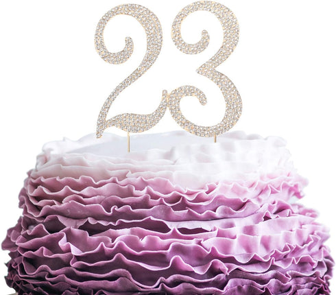 23 Years Birthday Cake Topper, New Best Crystal Rhinestone 23rd Wedding Anniversary or 23 Years Old Decoration