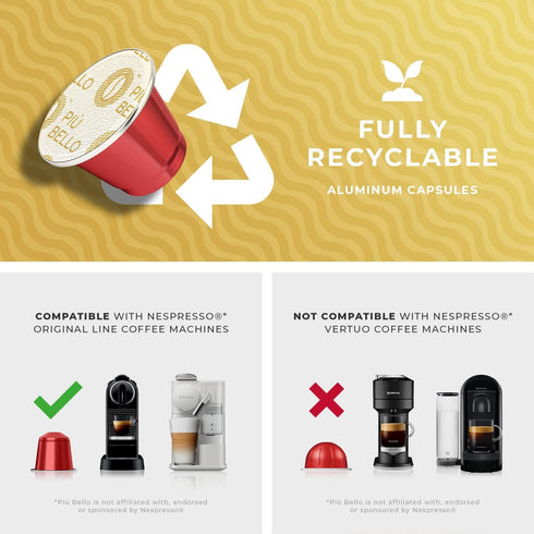 Pack 3 (3-Flavor Multipack, 120 Count) Piu Bello Espresso Coffee Pods for Nespresso Original Machines Variety