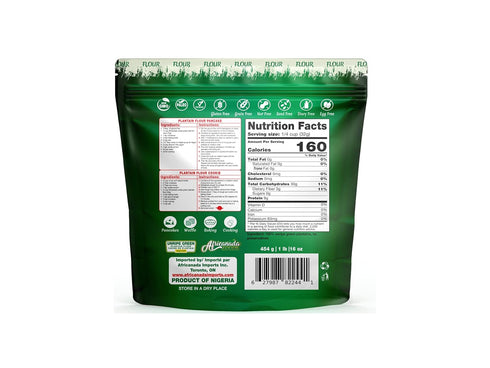 Africanada Foods 454g (1 lb) Unripe Green Plantain Flour Gluten-Free, All-Natural, Non-GMO | Great for Baking, Cooking