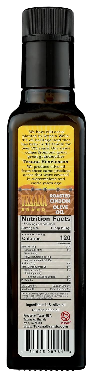 Texana Brand 250ml (8.5oz) Roasted Onion Infused Olive Oil