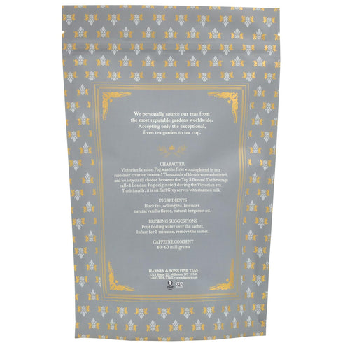 50 Harney & Son Victorian London Fog, Bag of Sachets, Black and Oolong Tea with Bergamot, Vanilla Flavor and Lavender