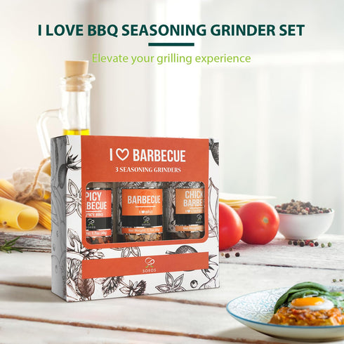 Set 3, 5.2oz(146g), Set, Set, Soeos Spice Seasoning of With Integrated Grinders, Salt and Pepper Grinder Pure and Fresh