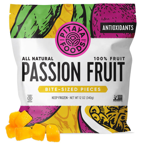 Pitaya Foods - Frozen Organic Passion Fruit Bite-Sized Pieces, Pre-Packaged Frozen Fruit,
