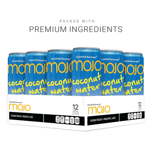 11.1 Oz (Pack 12) MOJO Coconut Water + Pineapple Juice | Hydration Drink & Sports Drink | Electrolytes Beverage |