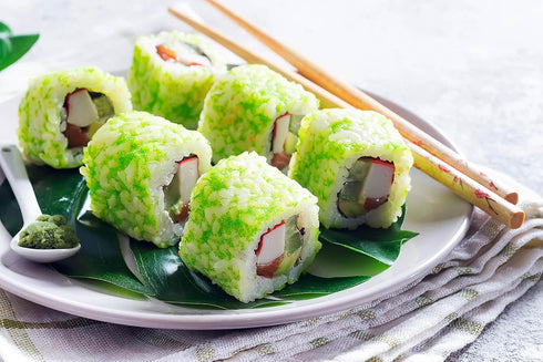 (50g Wasabi Tobiko Premium Green Flying Fish Roe with Mild Wasabi Crunch Glass Jar)