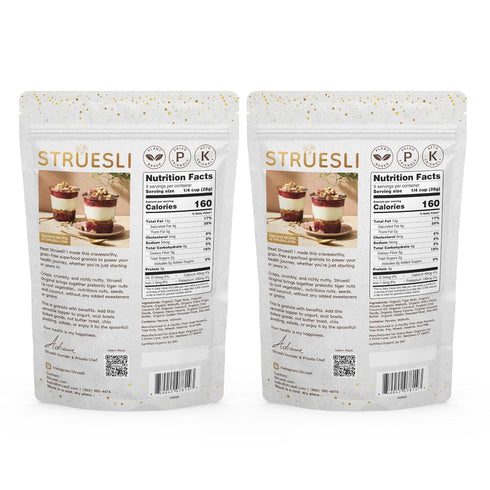9 Oz, 2 Pack Struesli Original Organic Granola, Grain & Gluten Free, Healthy Snacks with Chia Seeds, Nuts & Sea Salt