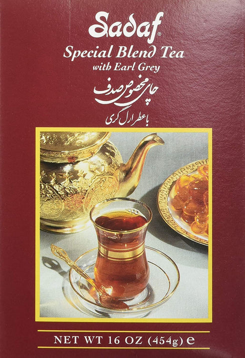 16 oz Sadaf Earl Grey Tea Loose Leaf Box - Special Blend Earl Grey Ceylon Black Tea - Product harvested in Sri Lanka