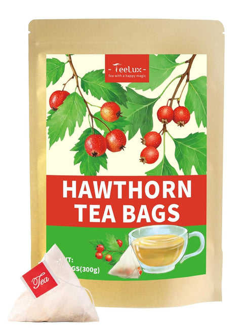 TeeLux Hawthorn Berry Tea Bags 100 Count, Natural Premium Hawthorn Berries Herbal