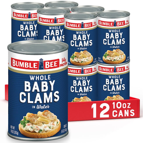 Bumble Bee Whole Baby Canned Clams, 10 oz Can (Pack of 12)