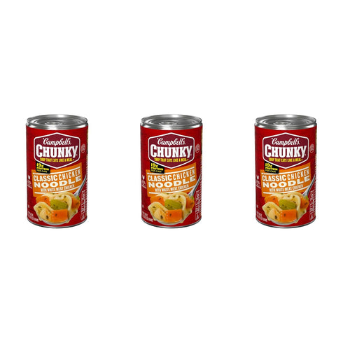 Campbell's Chunky Classic Chicken Noodle Soup, 18.6 oz Can (Pack of 3)