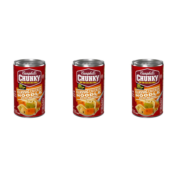 Campbell's Chunky Classic Chicken Noodle Soup, 18.6 oz Can (Pack of 3)
