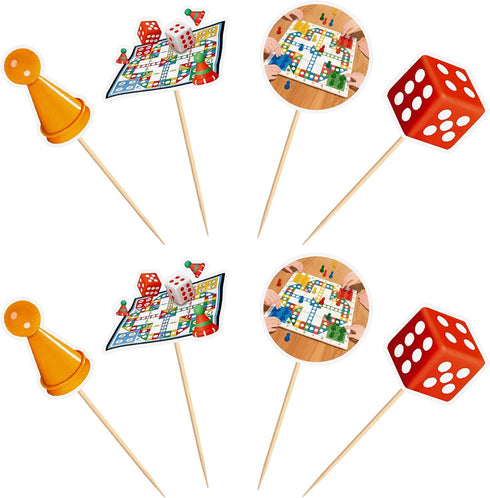 24Pcs Board game Cupcake Toppers Boy Girl Birthday Party Decorations Flying chess game party Decorations Kids Adults