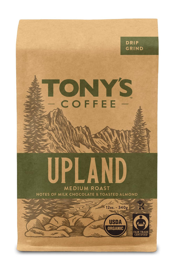 Tony's Coffee , Upland (12oz), Medium Roast Ground Coffee, Organic and Fair Trade