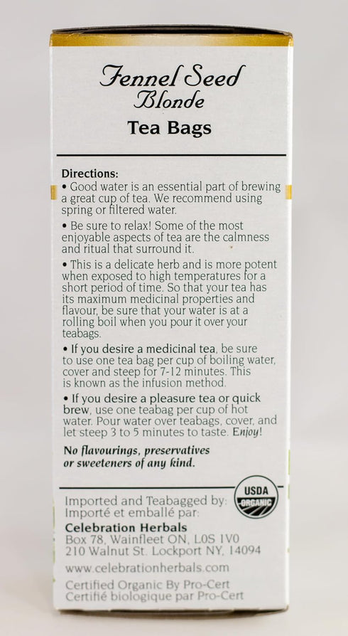 CELEBRATION HERBALS Fennel Seed Blonde Tea Organic, 24 Bag, 0.02 Pound