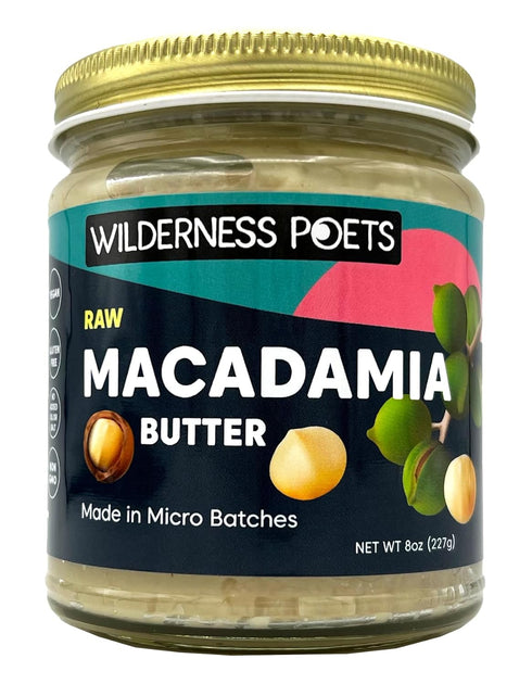 Wilderness Poets, Raw Macadamia Nut Butter - Vegan, No Salt (8 Ounce)