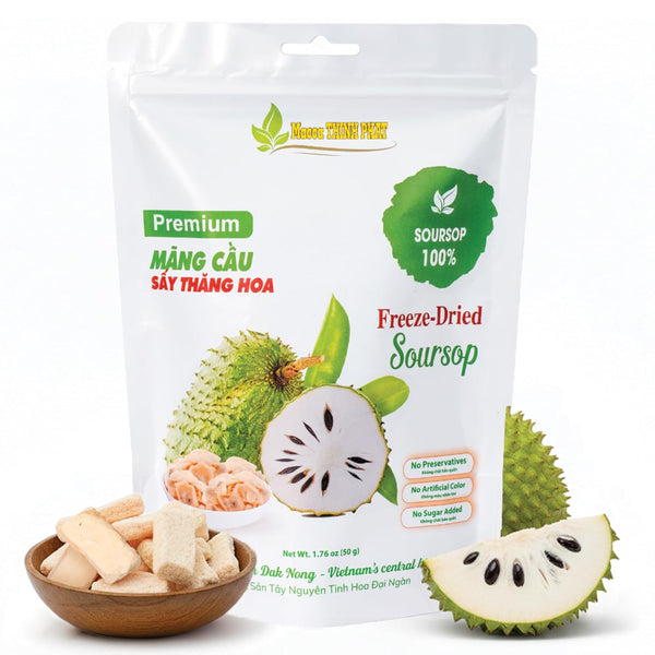 MACCA THINH PHAT Freeze-Dried Soursop 1.76 Oz, Healthy Fruit Snack, All Natural,
