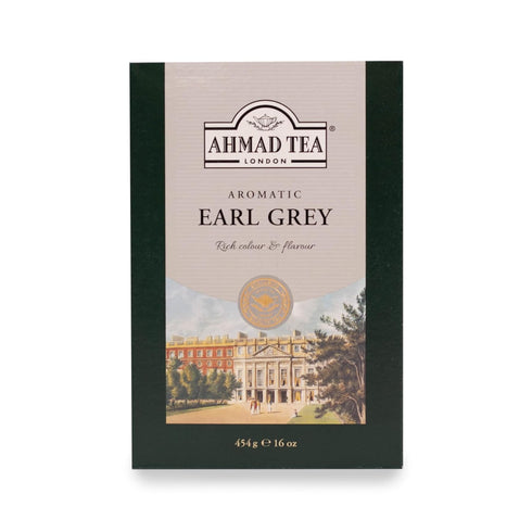 454g Ahmad Tea Black Tea, Earl Grey Aromatic Loose Leaf, - Caffeinated and Sugar-Free