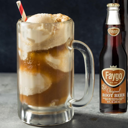Generic 12 oz (6 Pack) Faygo Root Beer | Delicious Root Beer with Real Cane Sugar | Glass Bottles with Crazy Soda Pop