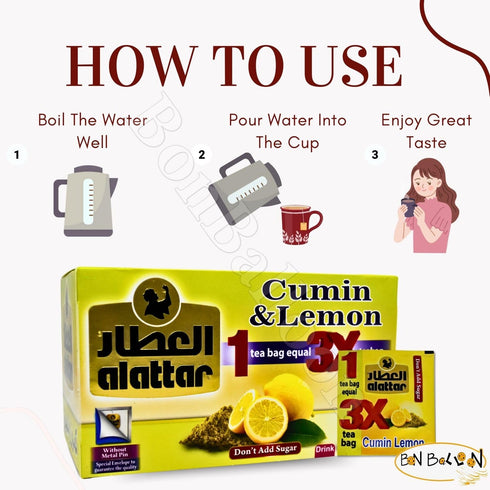 Generic (12 AlAttar Natural Drink Herbal Cumin & Lemon Tea Herbals Herb Herbs No Caffeine No Additives No Artificial