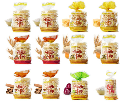 Kim's Magic pop Freshly Popped Rice Cake Combo B 12 Bags | 15 Cakes per
