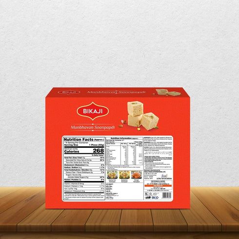 17.6 oz (500 Bikaji Soan Papdi Manbhawan g), Traditional Indian Flaky Sweet with Almonds and Pistachios, Light Melt