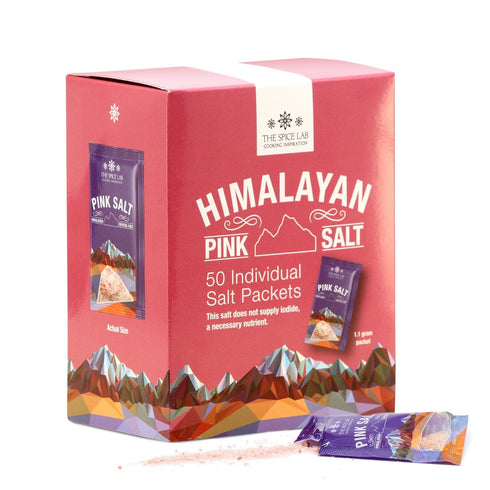 The Spice Lab Himalayan Pink Salt, Fine, 50 Salt Packets, Gourmet Pure Crystal