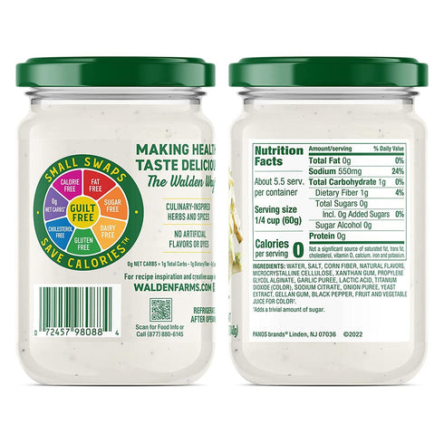 Walden Farms Light Alfredo Sauce 12 oz. Jar (2 Pack) - Thick & Creamy, Vegan, Paleo and Keto Friendly, Non-Dairy Milk Substitute, 0g Net Carbs - Perfect for Chicken, Pasta, Fish, Vegetables and More