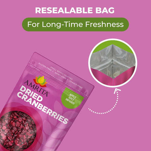 4 lb Packed Amrita Dried Cranberries | Sweetened with Apple Juice, Unsulfured, Gluten Free, non-GMO, No Preservatives |