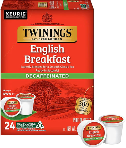 24 Count (Pack 2) Twinings Tea English Breakfast Decaf K-Cups