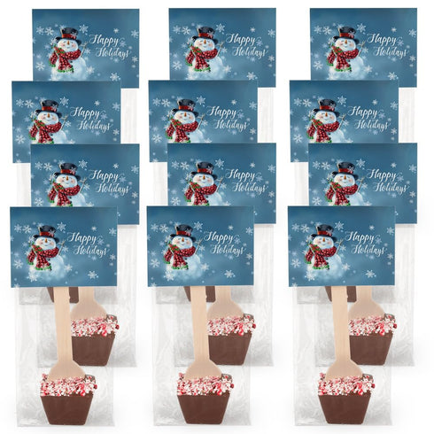 12 Pcs Christmas Hot Chocolate Spoons Gourmet Dark Chocolate Favors with Crushed
