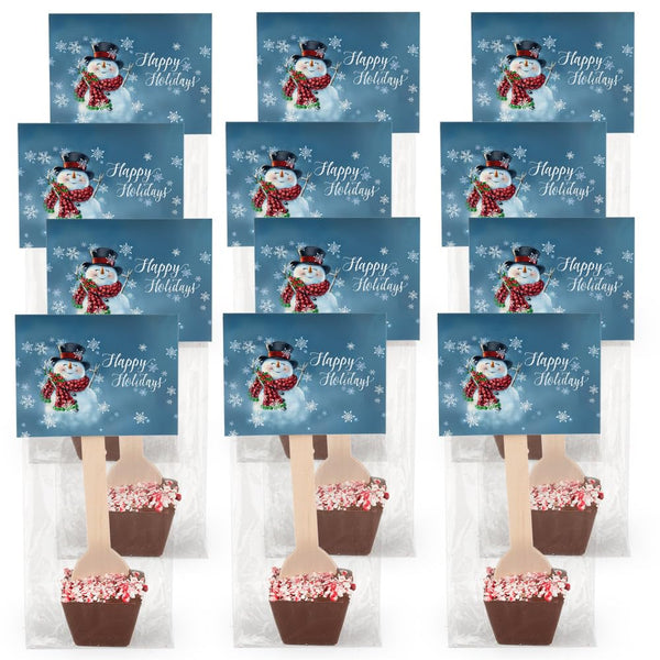 12 Pcs Christmas Hot Chocolate Spoons Gourmet Dark Chocolate Favors with Crushed