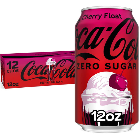 Coca-Cola Zero Sugar Cherry Float Soda Soft Drink Cans, 12 fl oz,