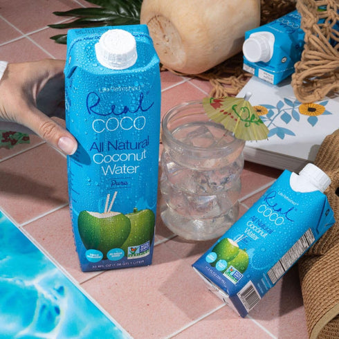 (6-Pack 1L), Packed Real Coco All Natural Pure Coconut Water Single Ingredient, No Added Sugar, Plant Based