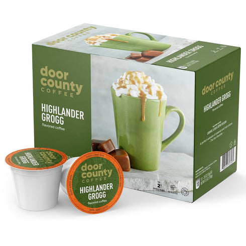 County 30 Count 100% Door Coffee Highlander Grogg Flavored Ground - Single Serve Cups - Medium Roast - Specialty