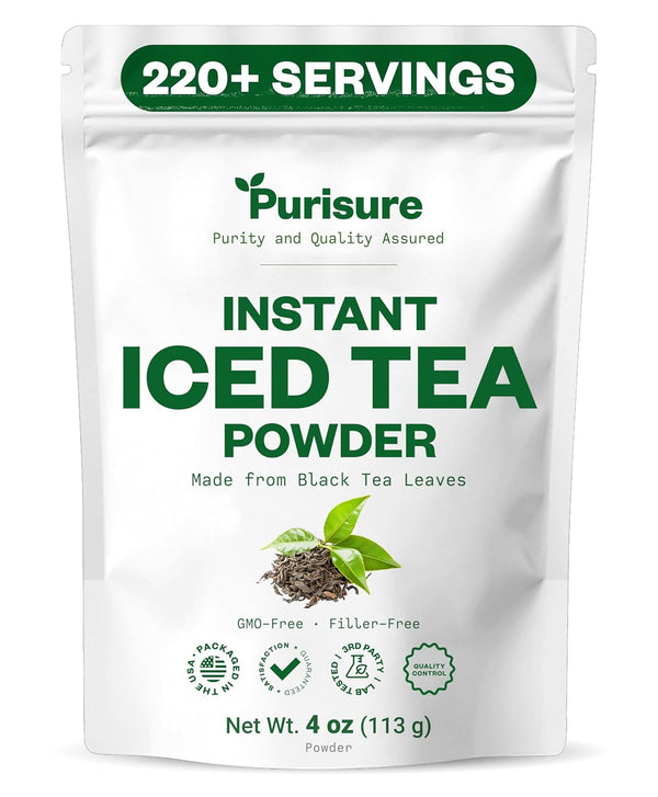 Purisure Unsweetened Instant Black Iced Tea Powder Made from Real Tea Leaves,