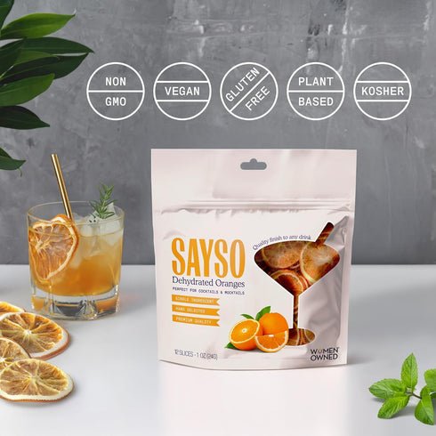 12 SAYSO Dehydrated Oranges | Dried Fruit Slices for Cocktail or Mocktail Garnish for Drinks | Premium Quality Citrus |