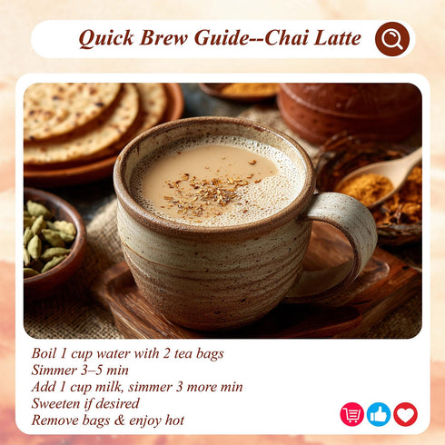 50 Count, CO2 6 WT WEETEE Decaf Chai Tea Bags Blend Decaffeinated Black Tea with Spices Chai, Rich & Cinnamon Aroma