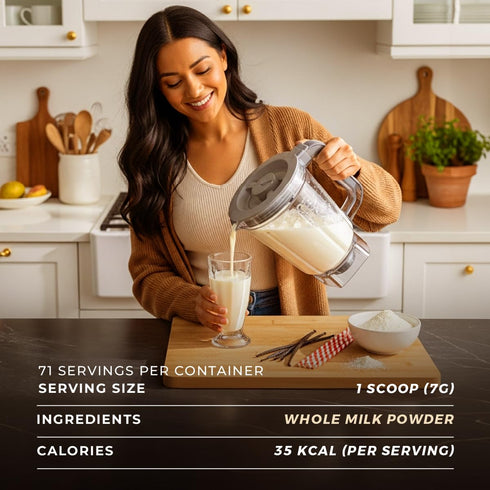 1.1lb (17.64 Oz) Gya Tea Co Whole Milk Powder - Pasture Raised Source, rBST Hormone Free, Non-GMO - Shelf Stable