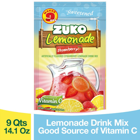 Pack, 14.1 oz (Pack 6) Zuko Strawberry Lemonade Powdered Drink Mix Family No Added Sugar Needed