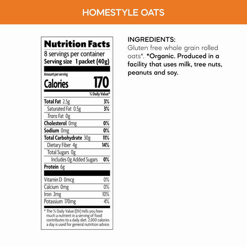 11.3 oz (Pack 6), Nature's Path Organic Homestyle Instant Oatmeal, of Gluten Free, Non-GMO