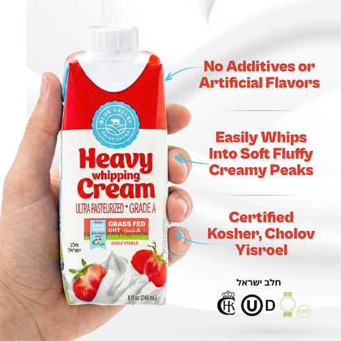 Blue valley dairy farms 8Fl Oz Blue Valley Heavy Whipping Cream Shelf Stable Ultra-Pasteurized Heavy Cream Kosher
