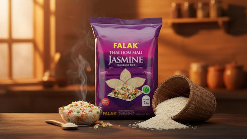 2 lbs Falak Jasmine Rice - Thai Hom Mali Jasmine Rice - Authentic, Non-Sticky, Aromatic White Rice Grains - Gluten Free