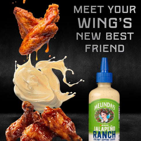 12 oz, 1 Pack Melindas Jalapeo Ranch - - Spicy Ranch Sauce, Hot Creamy Sauce With Jalapeo Peppers - Perfect for Wings